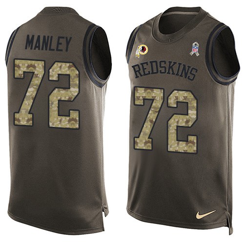 Men's Limited Dexter Manley Nike Jersey Green - #72 Salute to Service Tank Top NFL Washington Redskins